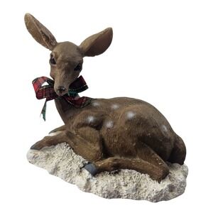 Vintage Pat Verner '96 Resting Fawn Figurine Deer Christmas‎ Decoration